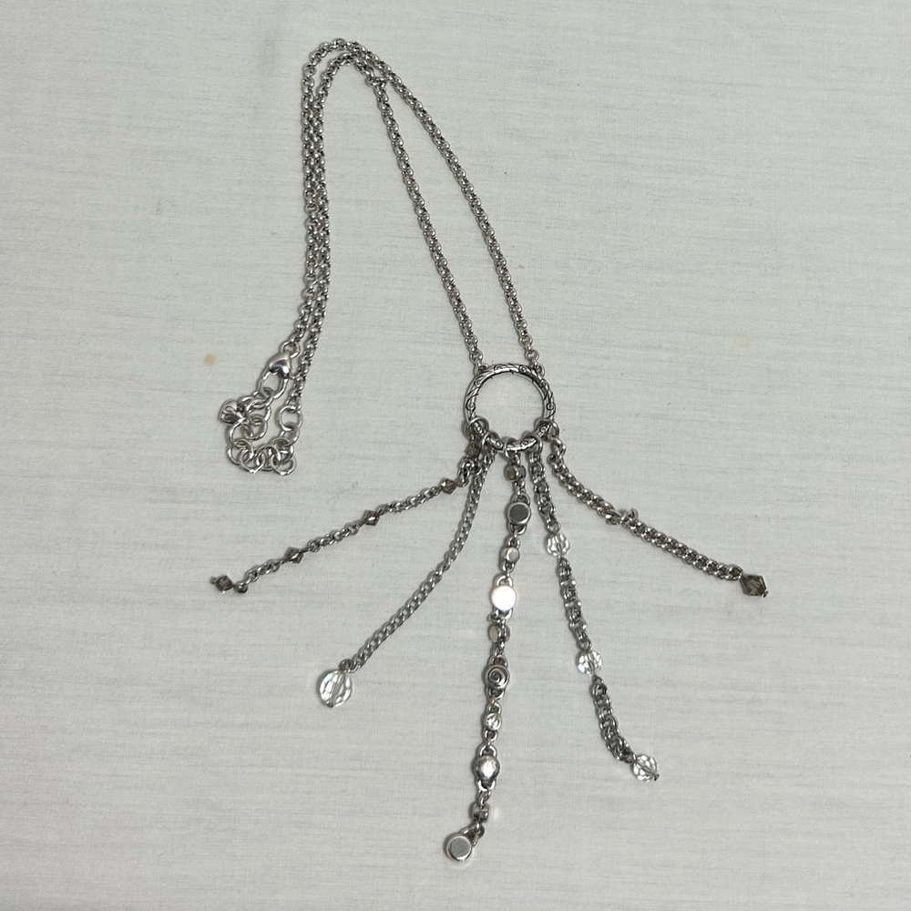 Brighton Infinity Tassel Necklace Silver Plated Clear Crystals 18” Retired - Picture 11 of 14